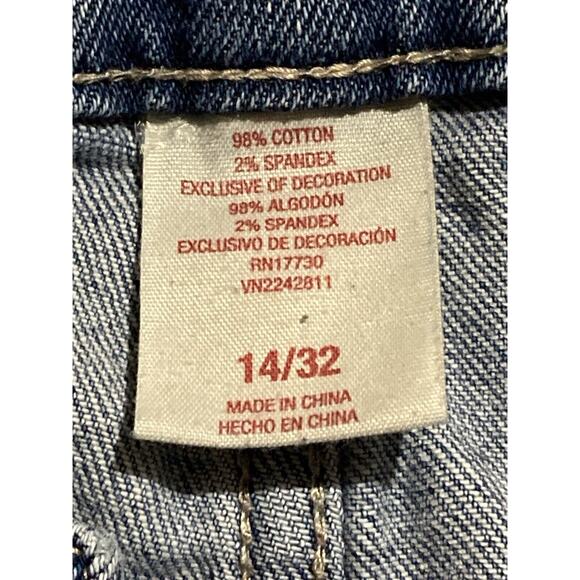 Mossimo High Rise Distressed Denim Shorts 14/32 Light Wash Crochet Lace - Picture 3 of 9